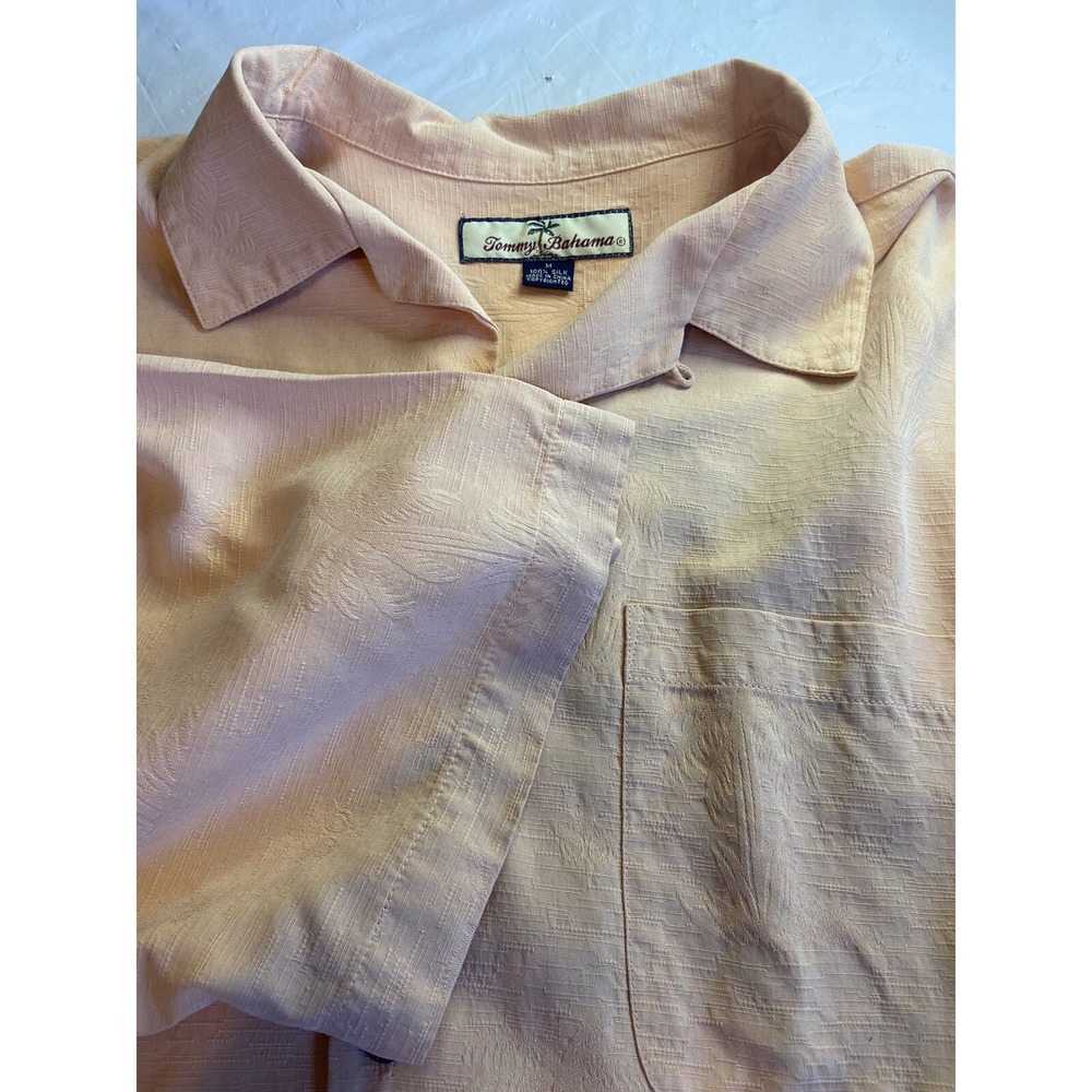 Tommy Bahama Orange Short Sleeve‎ Floral Mute Design 100% Silk - Size M
